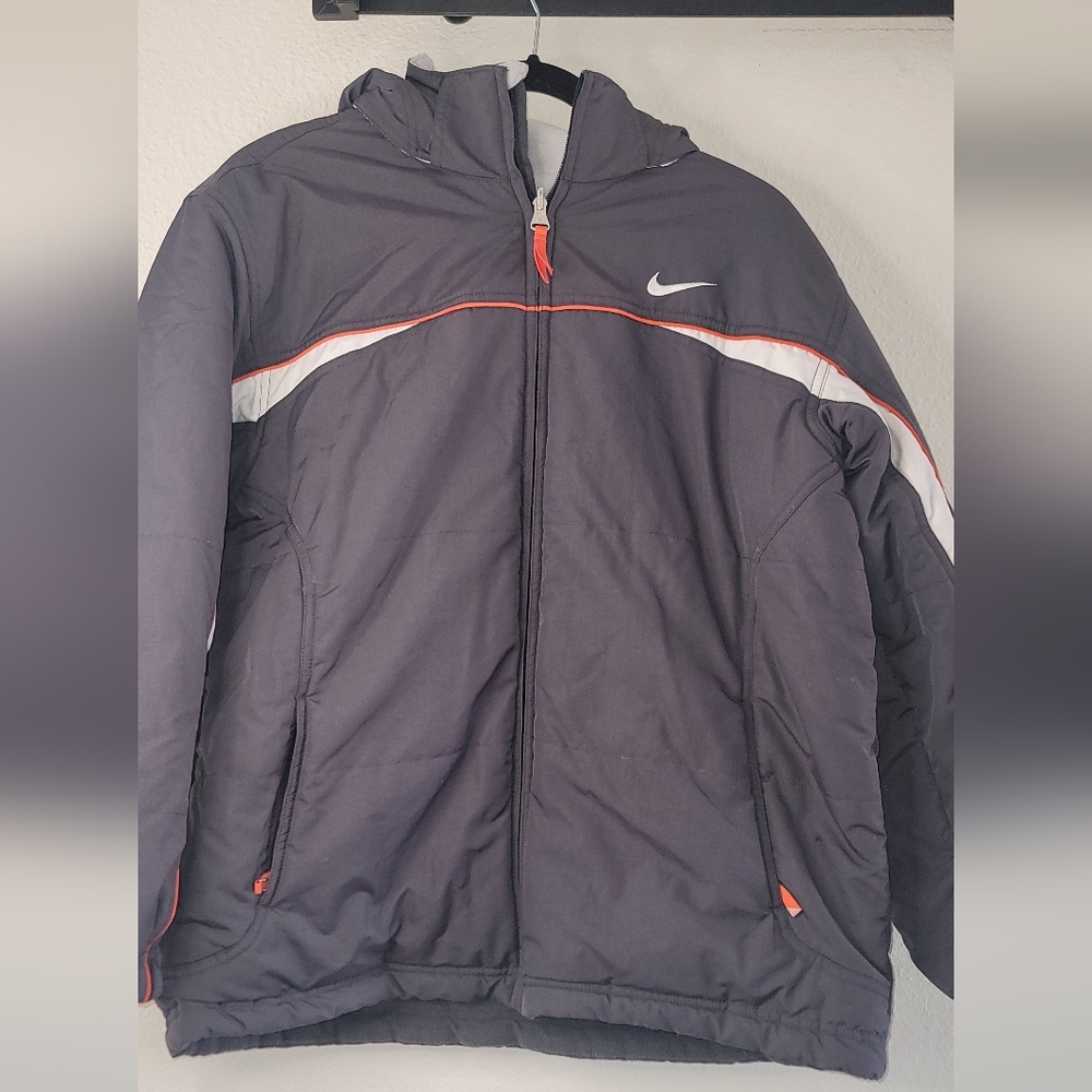 Vintage Nike Silver Tag Essential Reversible Jacket Dark Gray Orange Youth Sz XL